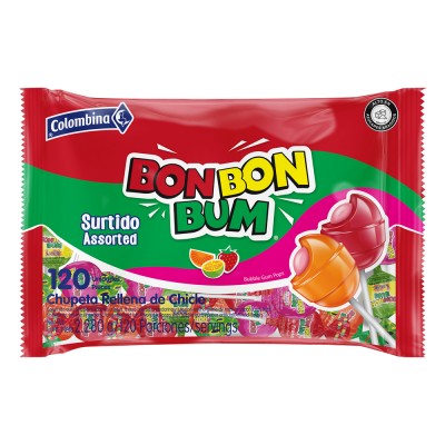 Chupeta BON BON BUM con chicle sabores surtidos 